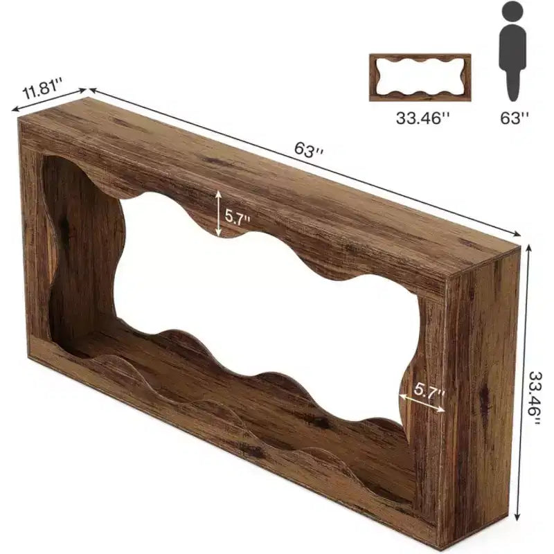 Mesa consola moderna de 63" con diseño ondulado de 2 niveles y estrecha para entrada detrás del sofá
