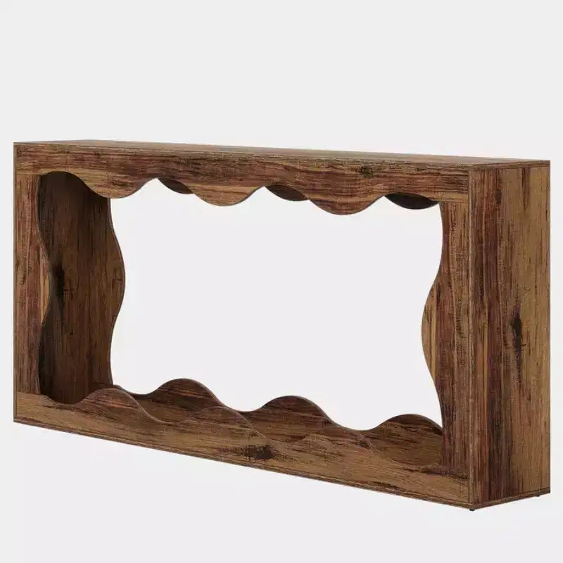 Mesa consola moderna de 63" con diseño ondulado de 2 niveles y estrecha para entrada detrás del sofá