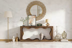 63 Modern Console Table with Wave Design, Narrow Entryway Table, 2-Tier Sofa Table for Living Room or Hallway-Panipeachy