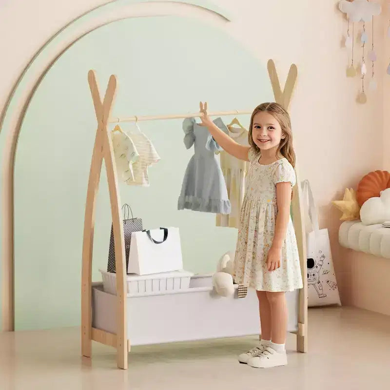BALHAM TRADE-Estante de Ropa para Niñas Pequeñas y Niñas Mayores, Armario de Almacenamiento para Disfraces, Fila Única con Colgador