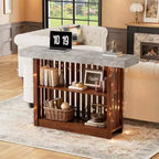 Mesa de bar de 63" de altura de mostrador con 2 estantes de almacenamiento, capacidad para 4-8 personas, color negro