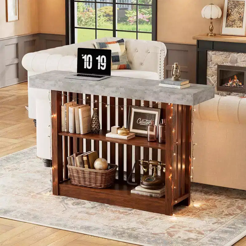 Mesa de bar de 63" de altura de mostrador con 2 estantes de almacenamiento, capacidad para 4-8 personas, color negro