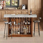 Mesa de bar de 63" de altura de mostrador con 2 estantes de almacenamiento, capacidad para 4-8 personas, color negro