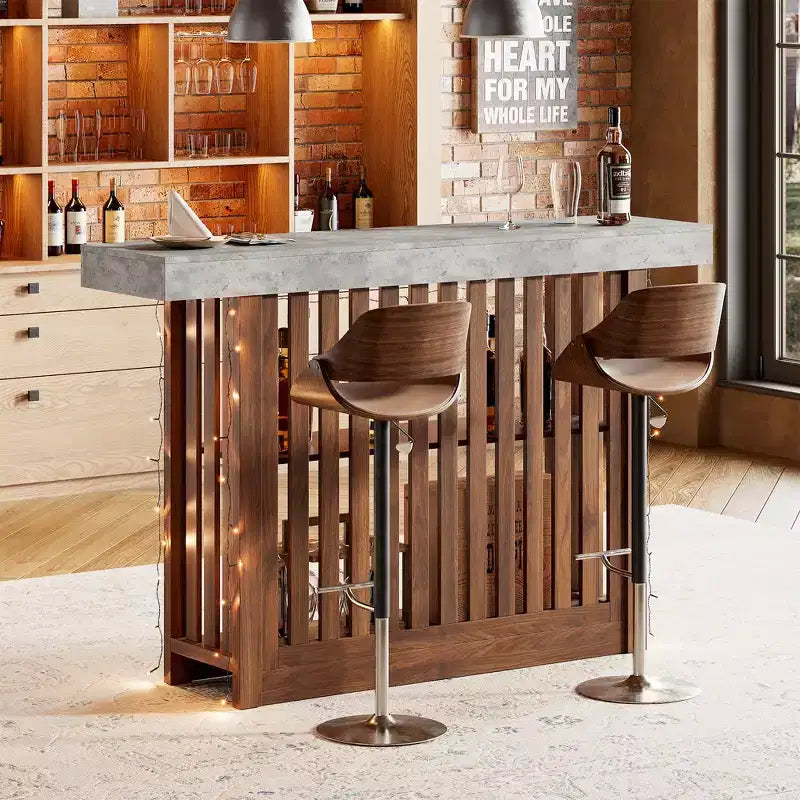 Mesa de bar de 63" de altura de mostrador con 2 estantes de almacenamiento, capacidad para 4-8 personas, color negro