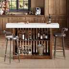 Mesa de bar de 63" de altura de mostrador con 2 estantes de almacenamiento, capacidad para 4-8 personas, color negro