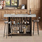 Mesa de bar de 63" de altura de mostrador con 2 estantes de almacenamiento, capacidad para 4-8 personas, color negro