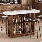Mesa de bar de 63" de altura de mostrador con 2 estantes de almacenamiento, capacidad para 4-8 personas, color negro
