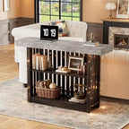 Mesa de bar de 63" de altura de mostrador con 2 estantes de almacenamiento, capacidad para 4-8 personas, color negro