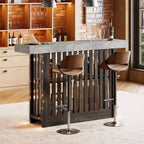 Mesa de bar de 63" de altura de mostrador con 2 estantes de almacenamiento, capacidad para 4-8 personas, color negro