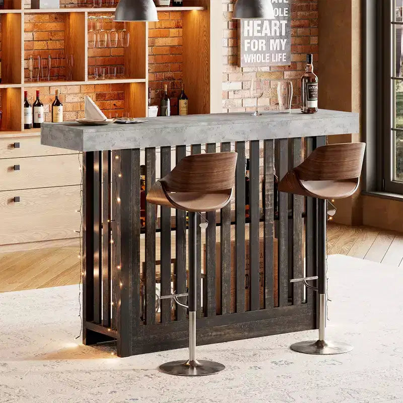 Mesa de bar de 63" de altura de mostrador con 2 estantes de almacenamiento, capacidad para 4-8 personas, color negro