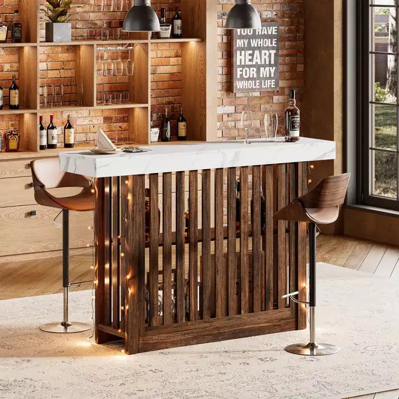 Mesa de bar de 63" de altura de mostrador con 2 estantes de almacenamiento, capacidad para 4-8 personas, color negro