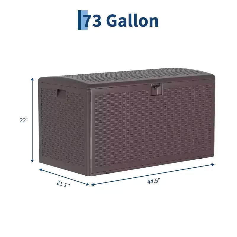 Caja de cubierta de resina grande, impermeable, de 73 galones, con cerradura, para almacenamiento exterior