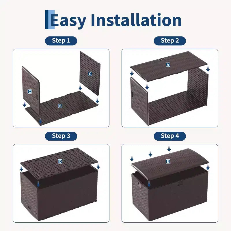 Caja de cubierta de resina grande, impermeable, de 73 galones, con cerradura, para almacenamiento exterior