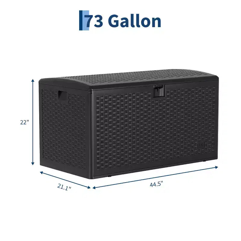 Caja de cubierta de resina grande, impermeable, de 73 galones, con cerradura, para almacenamiento exterior