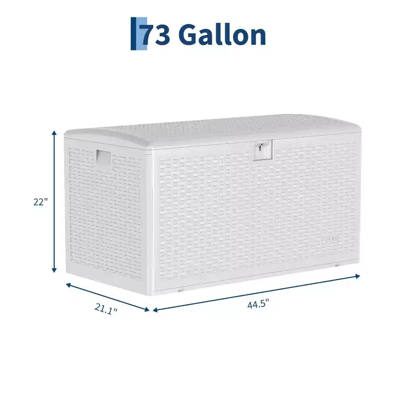 Caja de cubierta de resina grande, impermeable, de 73 galones, con cerradura, para almacenamiento exterior