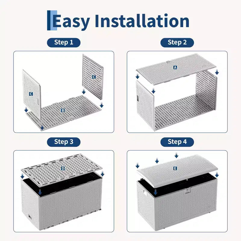 Caja de cubierta de resina grande, impermeable, de 73 galones, con cerradura, para almacenamiento exterior