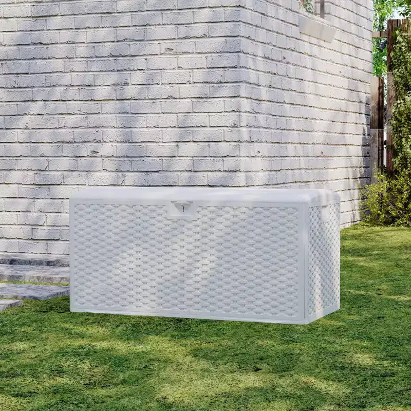 Caja de cubierta de resina grande, impermeable, de 73 galones, con cerradura, para almacenamiento exterior