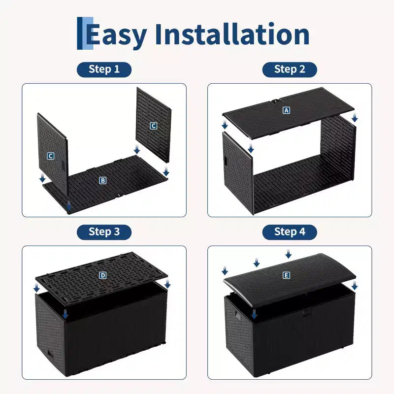 Caja de cubierta de resina grande, impermeable, de 73 galones, con cerradura, para almacenamiento exterior
