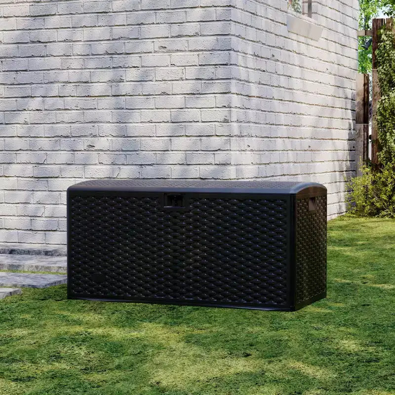 Caja de cubierta de resina grande, impermeable, de 73 galones, con cerradura, para almacenamiento exterior