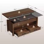 Coolmee - Mesa de centro elevable de 40 pulgadas, mesa de centro convertible multifuncional con cajones y compartimento oculto, se convierte en mesa de comedor
