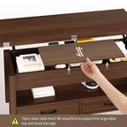 Coolmee - Mesa de centro elevable de 40 pulgadas, mesa de centro convertible multifuncional con cajones y compartimento oculto, se convierte en mesa de comedor