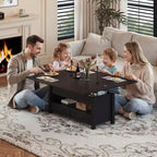 Coolmee - Mesa de centro elevable de 40 pulgadas, mesa de centro convertible multifuncional con cajones y compartimento oculto, se convierte en mesa de comedor
