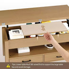 Coolmee - Mesa de centro elevable de 40 pulgadas, mesa de centro convertible multifuncional con cajones y compartimento oculto, se convierte en mesa de comedor