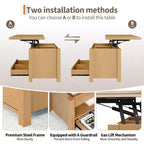 Coolmee - Mesa de centro elevable de 40 pulgadas, mesa de centro convertible multifuncional con cajones y compartimento oculto, se convierte en mesa de comedor