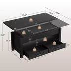 Coolmee - Mesa de centro elevable de 40 pulgadas, mesa de centro convertible multifuncional con cajones y compartimento oculto, se convierte en mesa de comedor