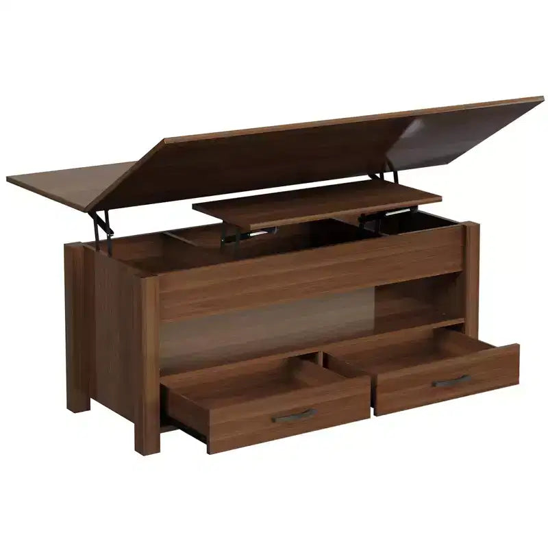 Coolmee - Mesa de centro elevable de 40 pulgadas, mesa de centro convertible multifuncional con cajones y compartimento oculto, se convierte en mesa de comedor
