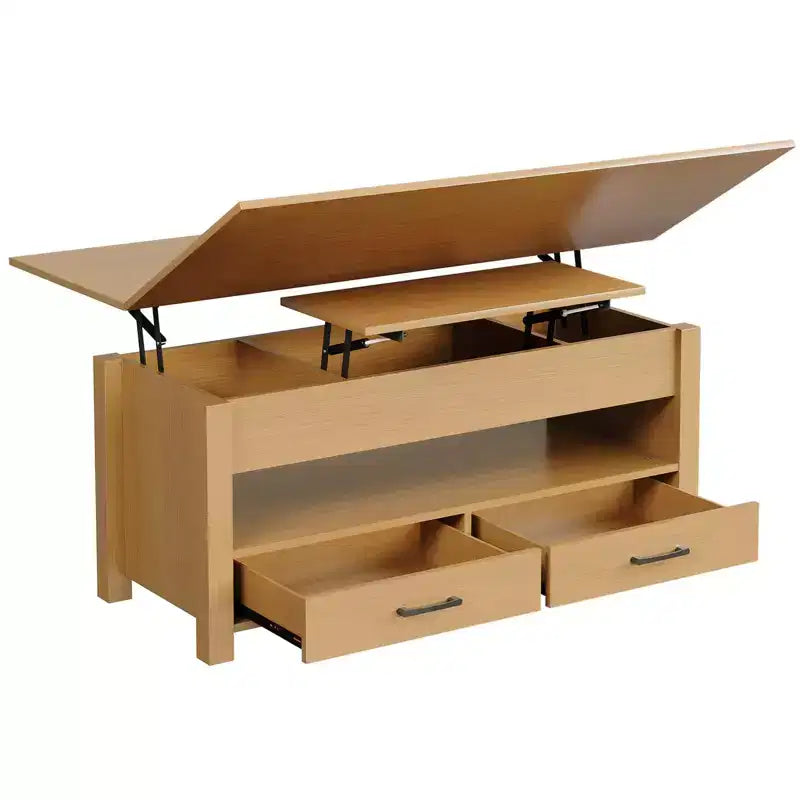 Coolmee - Mesa de centro elevable de 40 pulgadas, mesa de centro convertible multifuncional con cajones y compartimento oculto, se convierte en mesa de comedor