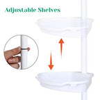 Estantería esquinera para baño, estante ajustable de cuatro niveles, organizador de ducha a prueba de óxido, soporte de bañera de pie, con barra telescópica