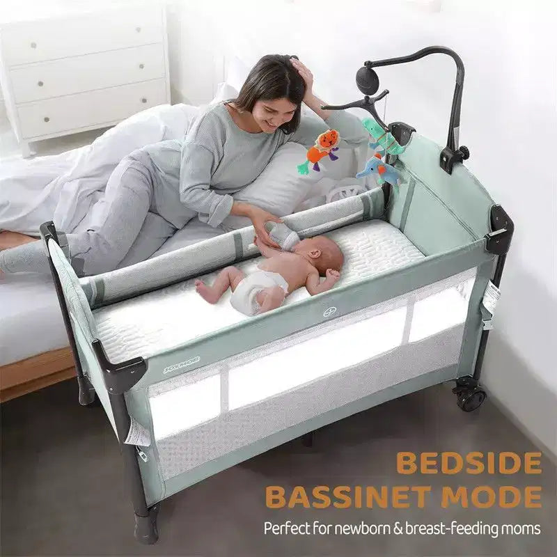 Karl Home Cuna Moisés 3 en 1 para Bebé, Plegable, en Color Verde con Colchón y Sábana