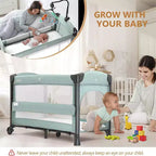 Karl Home Cuna Moisés 3 en 1 para Bebé, Plegable, en Color Verde con Colchón y Sábana