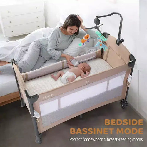 Cuna Moisés de Bebé 3 en 1 con Colchón y Sábana, Beige