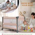 Cuna Moisés de Bebé 3 en 1 con Colchón y Sábana, Beige