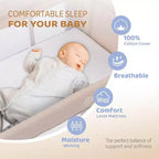 Cuna Moisés de Bebé 3 en 1 con Colchón y Sábana, Beige