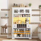 Mueble de despensa alto de 69 pulgadas con luces LED y estación de carga, armario de almacenamiento grande para despensa de cocina, aparador de cocina, mueble para barra de café con botellero