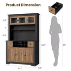 Mueble de despensa alto de 69 pulgadas con luces LED y estación de carga, armario de almacenamiento grande para despensa de cocina, aparador de cocina, mueble para barra de café con botellero