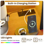 Mueble de despensa alto de 69 pulgadas con luces LED y estación de carga, armario de almacenamiento grande para despensa de cocina, aparador de cocina, mueble para barra de café con botellero