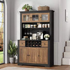 Mueble de despensa alto de 69 pulgadas con luces LED y estación de carga, armario de almacenamiento grande para despensa de cocina, aparador de cocina, mueble para barra de café con botellero