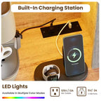 Mueble de despensa alto de 69 pulgadas con luces LED y estación de carga, armario de almacenamiento grande para despensa de cocina, aparador de cocina, mueble para barra de café con botellero