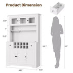 Mueble de despensa alto de 69 pulgadas con luces LED y estación de carga, armario de almacenamiento grande para despensa de cocina, aparador de cocina, mueble para barra de café con botellero
