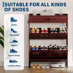 Zapatero Moderno de Madera con 2 Cajones Abatibles y Cajón Grande, Organizador de Zapatos con Estante Ajustable, Almacenamiento Oculto de Zapatos para Entrada, Sala de Estar