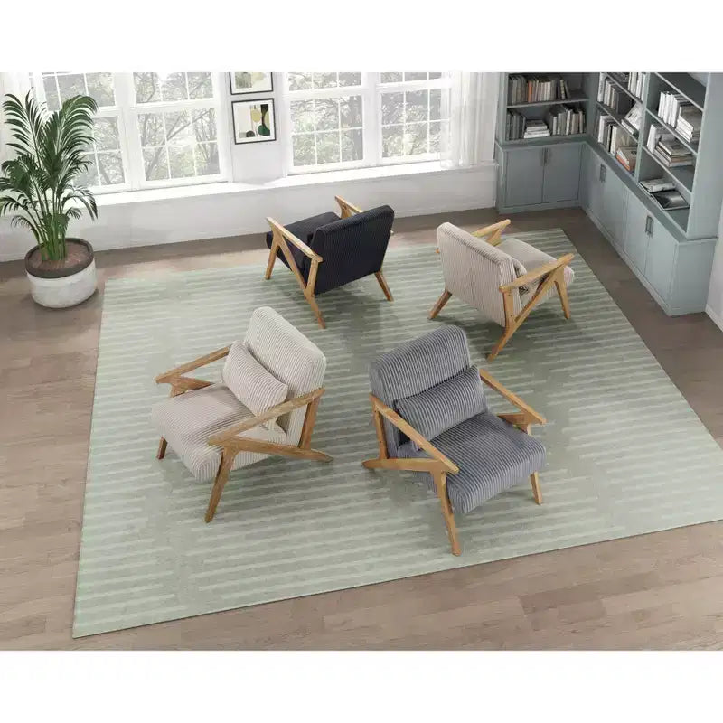 Sillón Decorativo Moderno GDFStudio Mason con Estructura de Madera de Caucho y Tapizado de Pana con Cojín