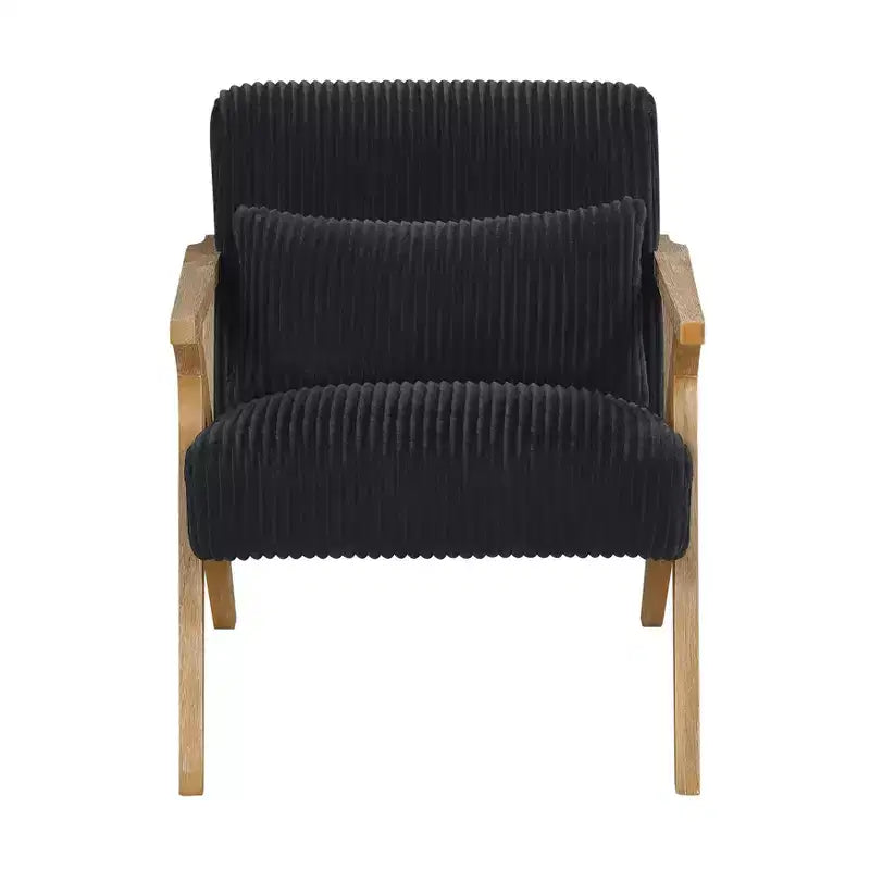 Sillón Decorativo Moderno GDFStudio Mason con Estructura de Madera de Caucho y Tapizado de Pana con Cojín