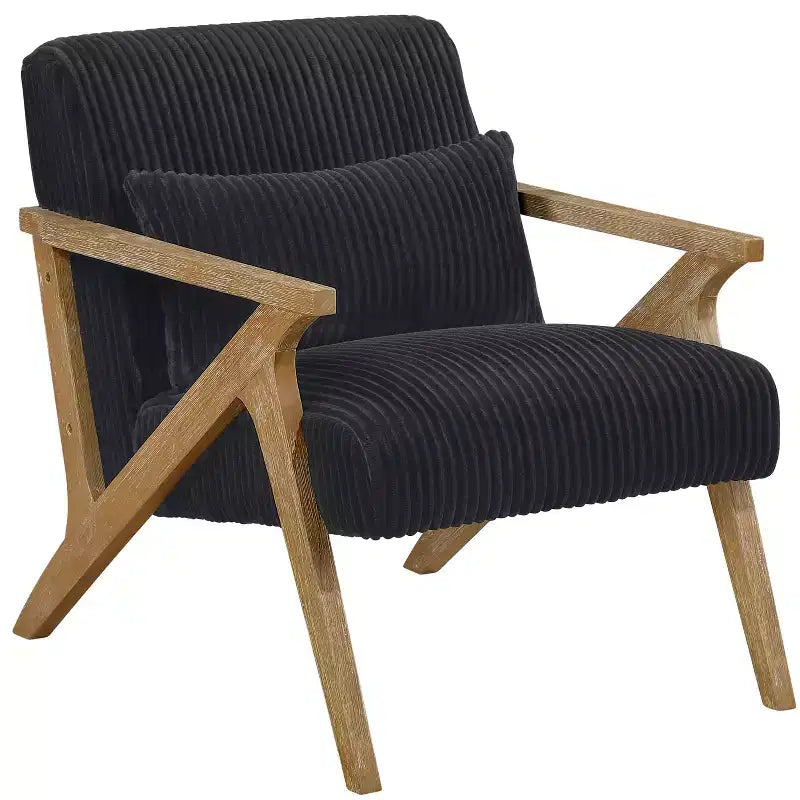Sillón Decorativo Moderno GDFStudio Mason con Estructura de Madera de Caucho y Tapizado de Pana con Cojín