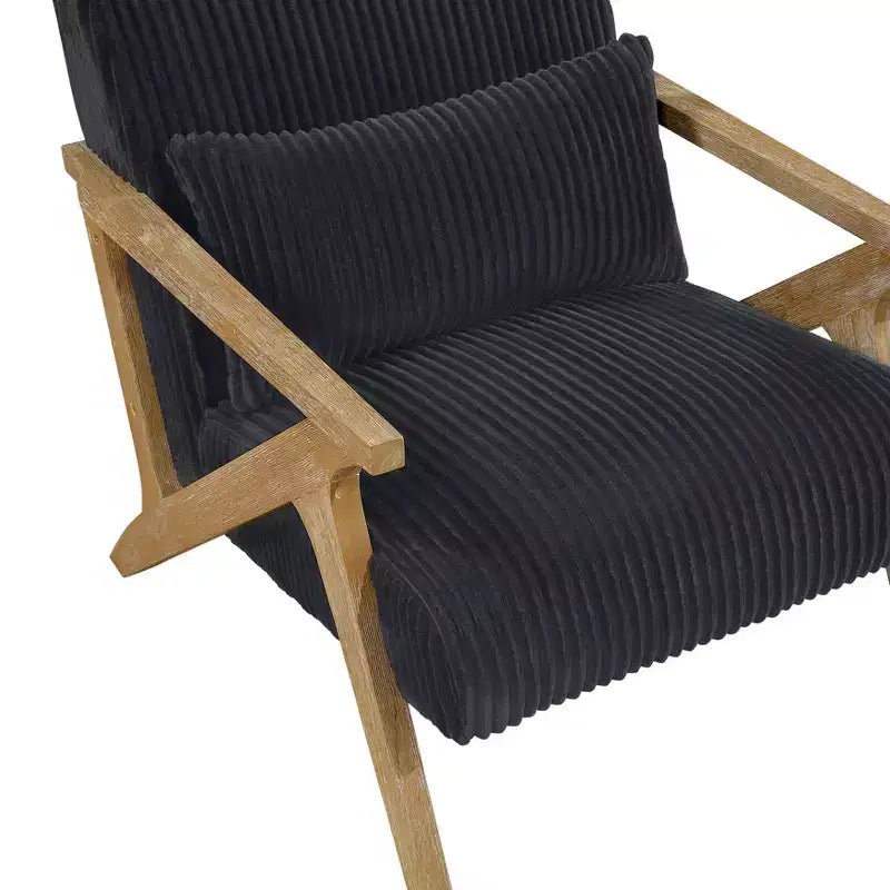 Sillón Decorativo Moderno GDFStudio Mason con Estructura de Madera de Caucho y Tapizado de Pana con Cojín