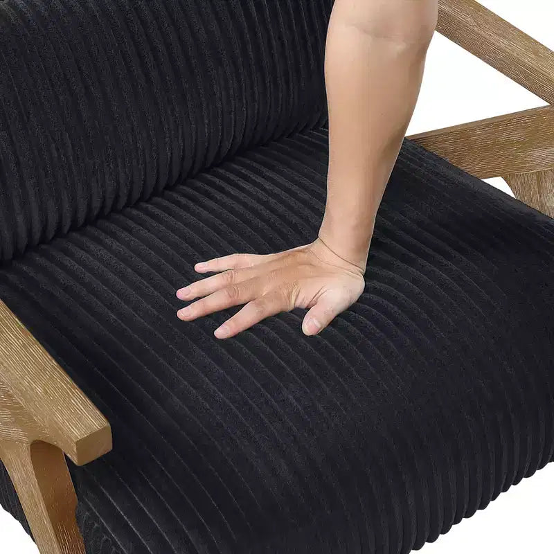 Sillón Decorativo Moderno GDFStudio Mason con Estructura de Madera de Caucho y Tapizado de Pana con Cojín