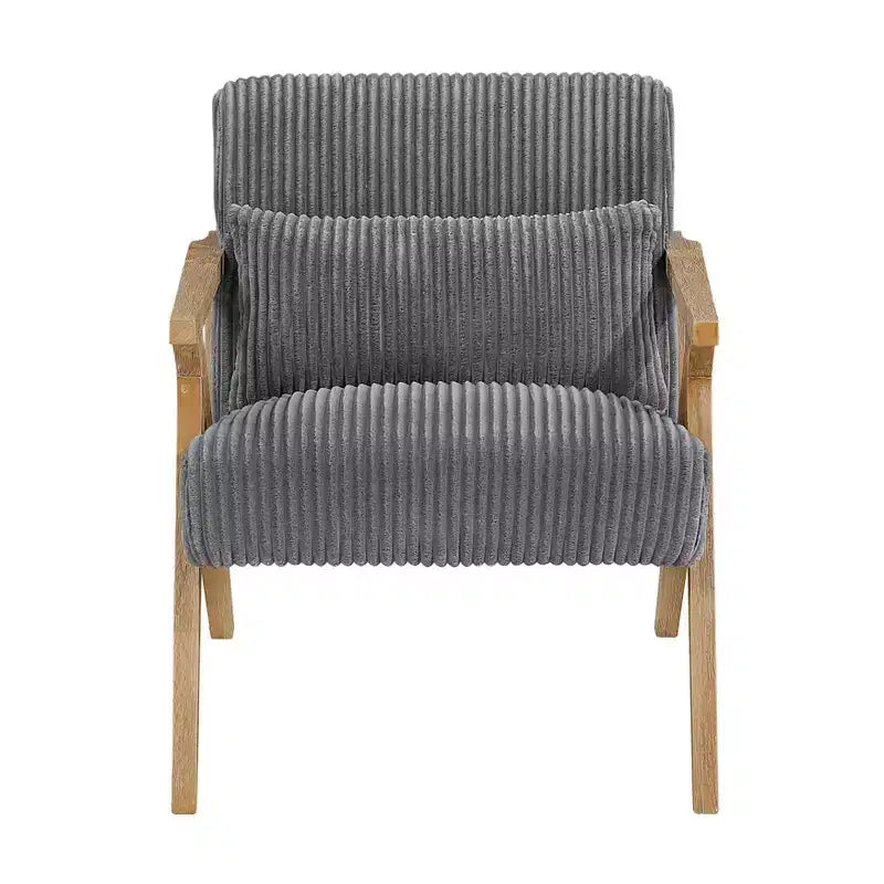 Sillón Decorativo Moderno GDFStudio Mason con Estructura de Madera de Caucho y Tapizado de Pana con Cojín